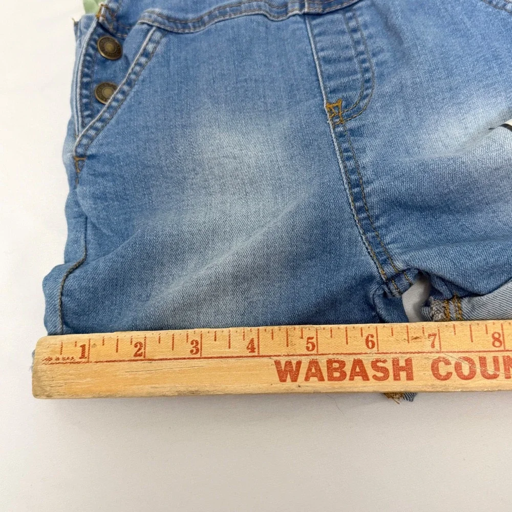 7 For All Mankind Girls 3T‎ Denim Shortalls & Green Tie Dye T-Shirt Outfit Boho